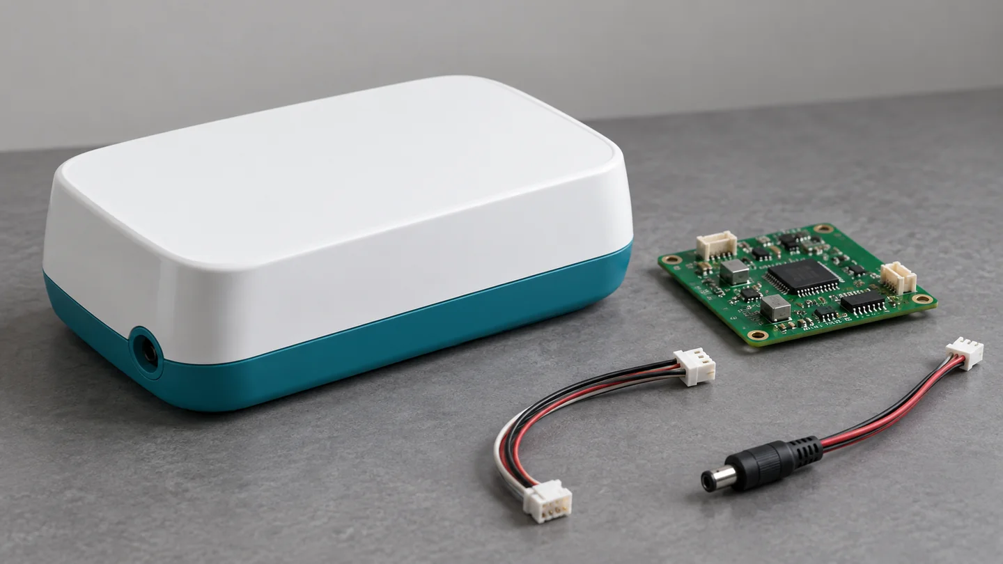 Illustrative low-voltage medical monitoring development module and interface board, with no patient connected